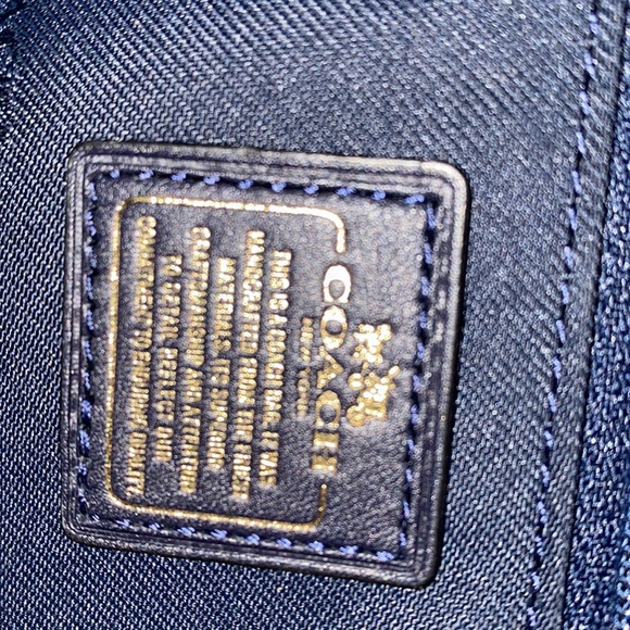 Large navy blue with gold accents coach handbag - Picture 6 of 6